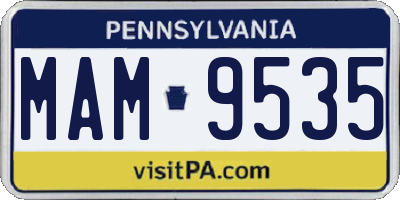 PA license plate MAM9535