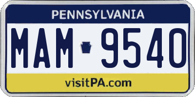 PA license plate MAM9540