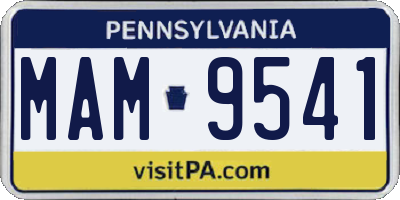 PA license plate MAM9541