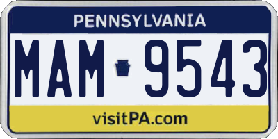 PA license plate MAM9543
