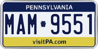 PA license plate MAM9551