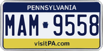 PA license plate MAM9558