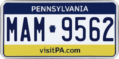 PA license plate MAM9562