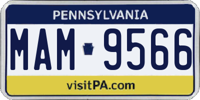 PA license plate MAM9566