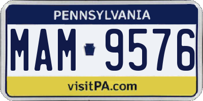 PA license plate MAM9576