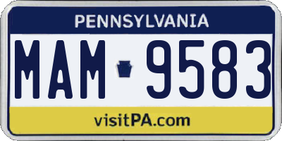 PA license plate MAM9583