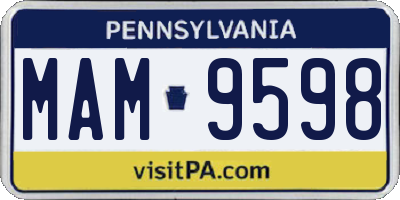 PA license plate MAM9598