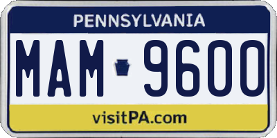 PA license plate MAM9600