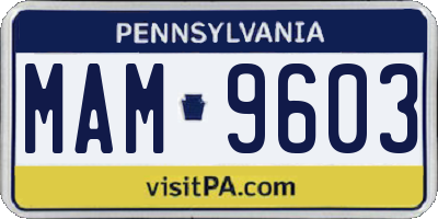 PA license plate MAM9603