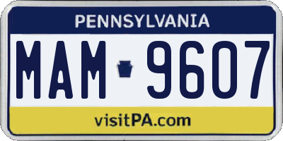 PA license plate MAM9607