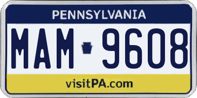 PA license plate MAM9608