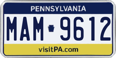 PA license plate MAM9612
