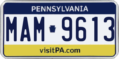 PA license plate MAM9613