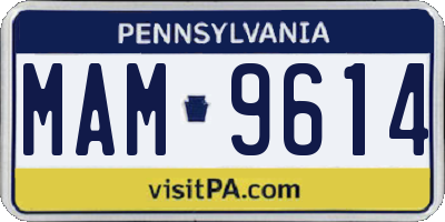 PA license plate MAM9614