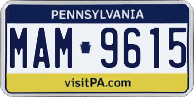 PA license plate MAM9615