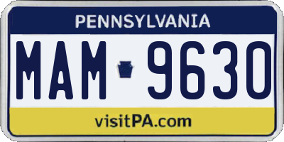 PA license plate MAM9630