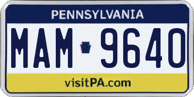 PA license plate MAM9640