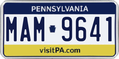 PA license plate MAM9641