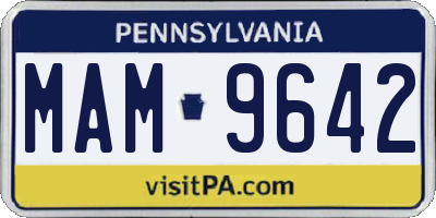 PA license plate MAM9642