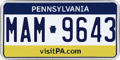 PA license plate MAM9643