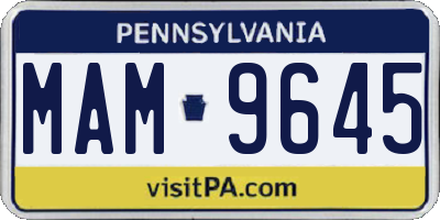 PA license plate MAM9645