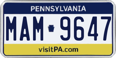PA license plate MAM9647