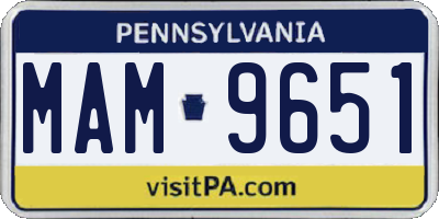 PA license plate MAM9651