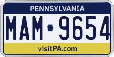 PA license plate MAM9654