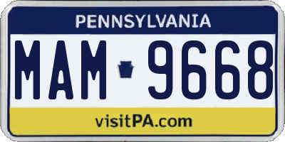 PA license plate MAM9668