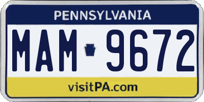 PA license plate MAM9672