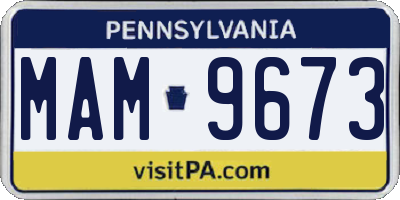 PA license plate MAM9673