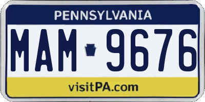 PA license plate MAM9676