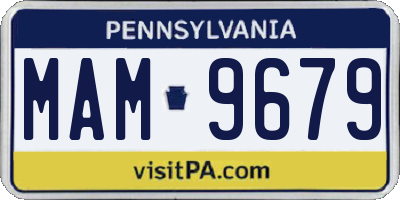 PA license plate MAM9679