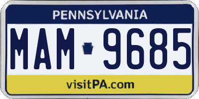 PA license plate MAM9685