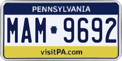 PA license plate MAM9692