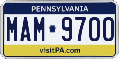 PA license plate MAM9700