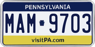 PA license plate MAM9703