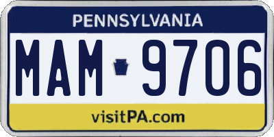 PA license plate MAM9706