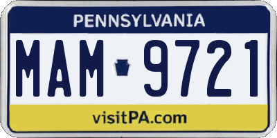 PA license plate MAM9721