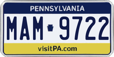 PA license plate MAM9722