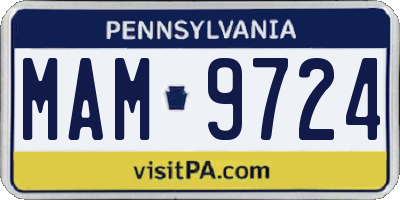 PA license plate MAM9724