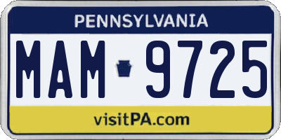 PA license plate MAM9725