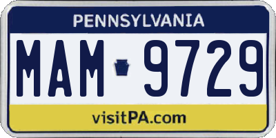 PA license plate MAM9729