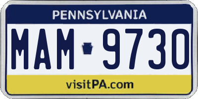 PA license plate MAM9730