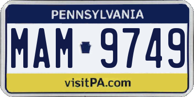 PA license plate MAM9749