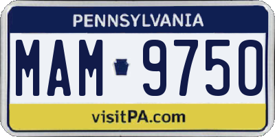 PA license plate MAM9750