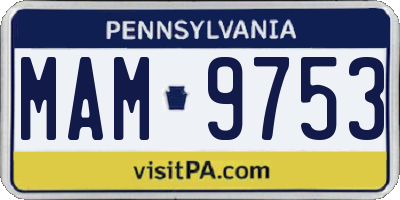 PA license plate MAM9753