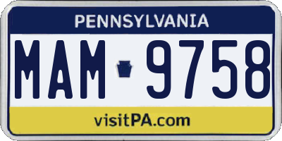 PA license plate MAM9758