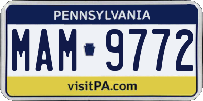 PA license plate MAM9772