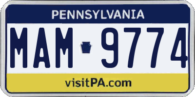 PA license plate MAM9774